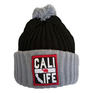 Black/Grey California Republic Cali Life Winter Beanie Ski Cap Snowboard Hat